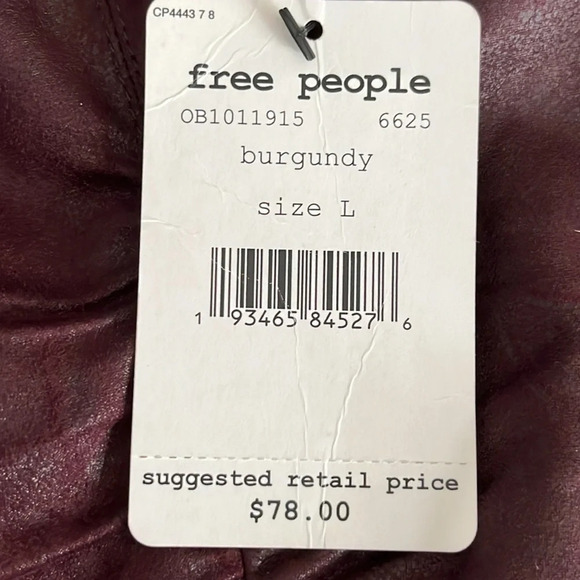 Free People Rumi Ruched Faux Leather Skirt in Burgundy - NEW - Size Large - Picture 5 of 7